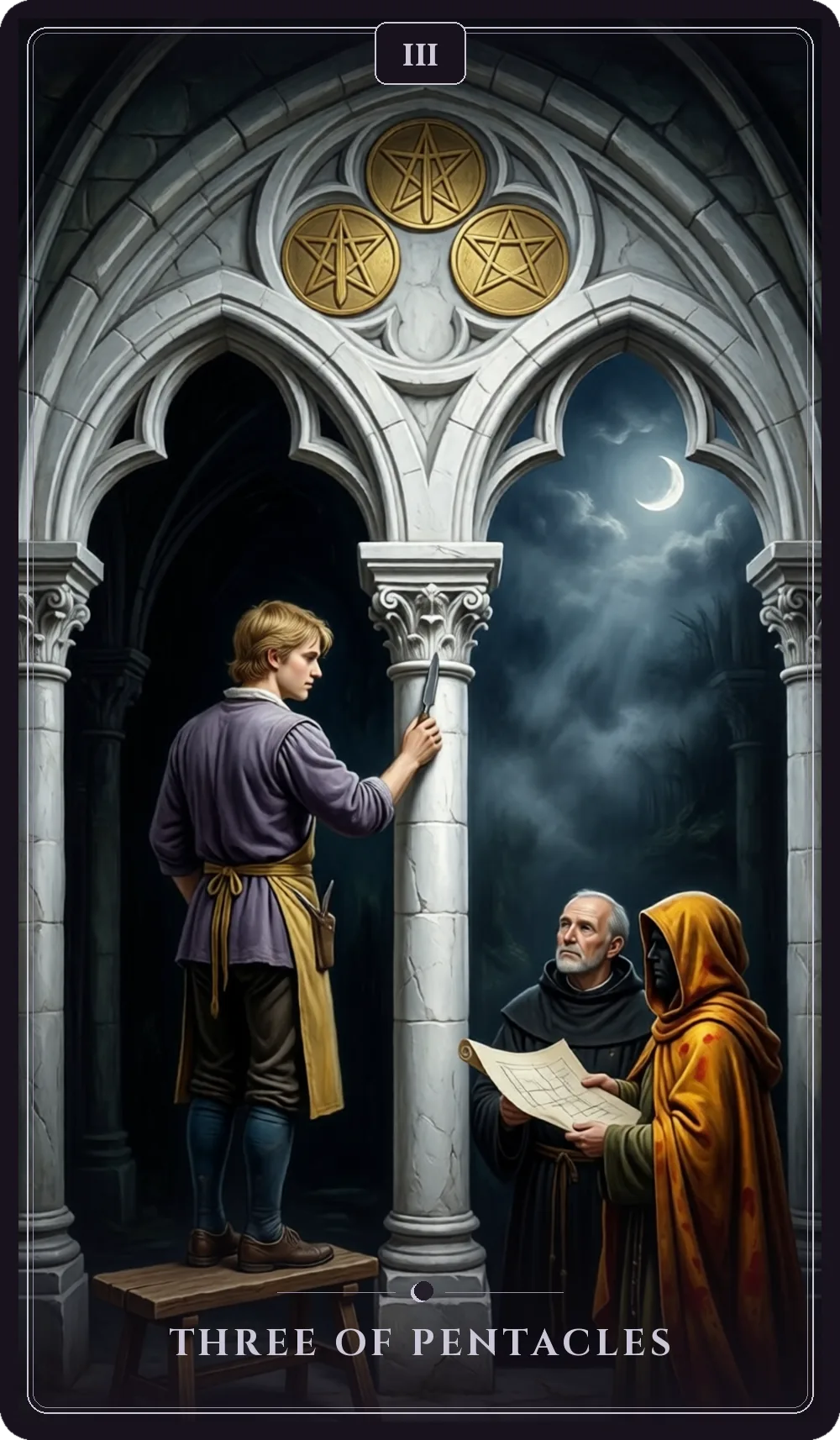 Three of Pentacles tarot card