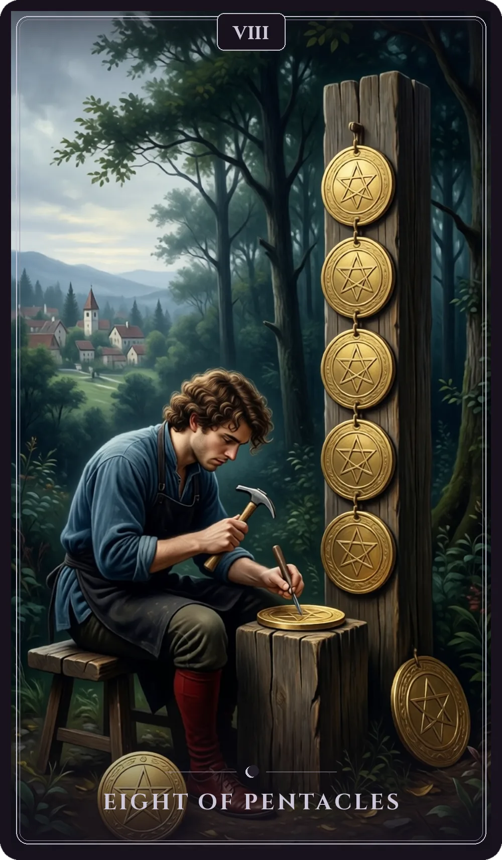 Eight of Pentacles tarot card
